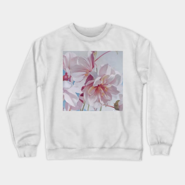 White with Burgundy Floral Crewneck Sweatshirt by DANAROPER